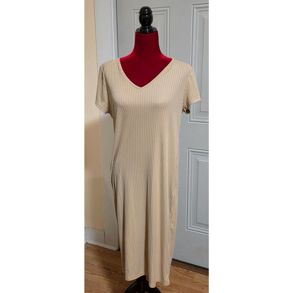 Just Be | Cream V Neck Dress | Size XL